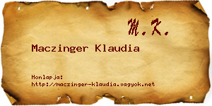 Maczinger Klaudia névjegykártya